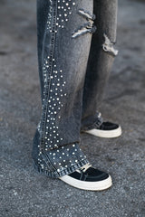 MIXED EMOTION Grey ‘Stone’ Baggy Jeans