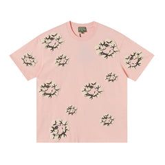 Denim Tears Baby Pink Oversized All Over Beige Flower Wreath TOP