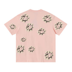 Denim Tears Baby Pink Oversized All Over Beige Flower Wreath TOP