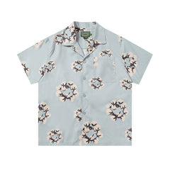 Denim Tears Light Blue All Over Floral Wreath Print Camp Collar Short