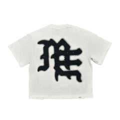 MIXED EMOTION White ‘End’ Rhinestone Tee
