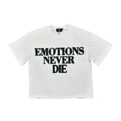 MIXED EMOTION White ‘End’ Rhinestone Tee