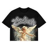 MIXED EMOTION Black “Rhinestone” Cropped Tee