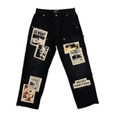 MIXED EMOTION Black “Newspaper” Carpenter Pants