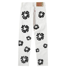 Denim Tears All‑Over Black Floral Print Straight‑Leg Streetwear Pants