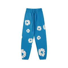 Denim Tears Cotton Wreath Graphic Sweatpants - Light Blue / Relaxed Streetwear Fit