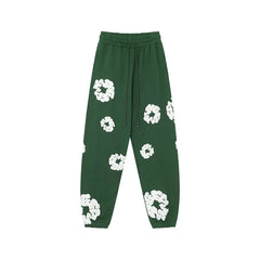 Denim Tears Cotton Wreath Graphic Sweatpants - Forest Green / Relaxed Streetwear Fit
