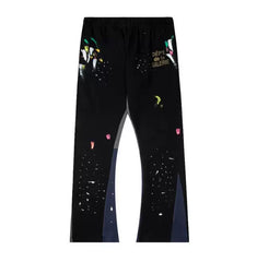 Gallery Dept hand-painted splashed ink spliced drawstring high street casual thick cotton pants micro flared men's and women's loose sports pants (13)