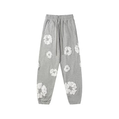 Denim Tears Cotton Wreath Graphic Sweatpants - Heather Grey / Relaxed Streetwear Fit