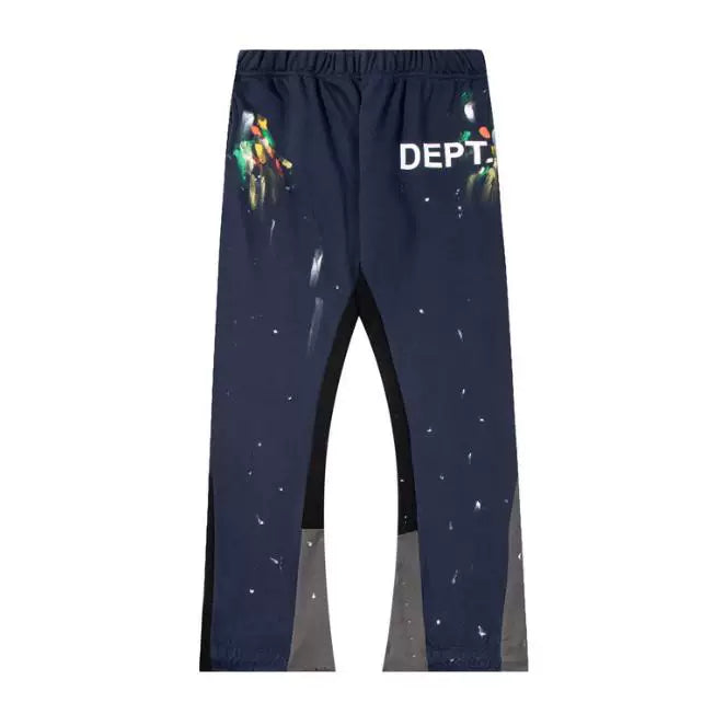 Gallery Dept hand-painted splashed ink spliced drawstring high street casual thick cotton pants micro flared men's and women's loose sports pants (15)