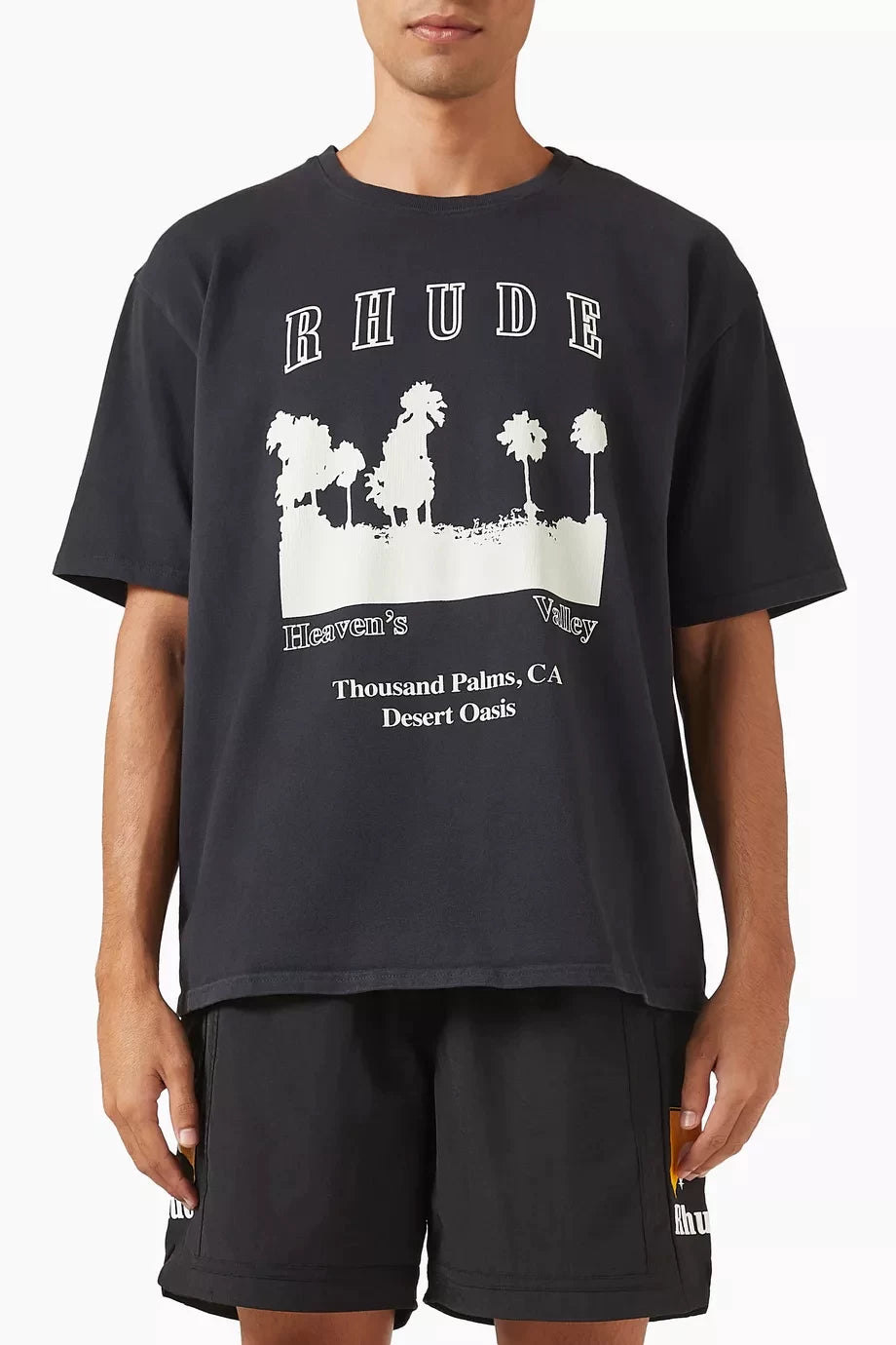 RHUDE letter printed 25S American retro printed short sleeved T-shirt for men and women, loose round neck street pure cotton top (35)