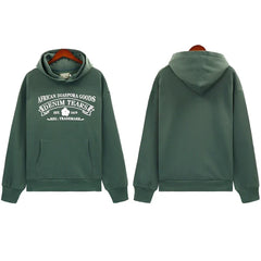Denim Tears Muted Army Green Vintage Gothic Letter Print Hoodie
