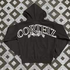 Corteiz Hoodie Fashion High Street Autumn/Winter Casual Letter Logo Printed Velvet Cardigan Hooded Sweatshirt for Men (1)
