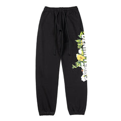 Denim Tears Black Floral Graphic Print Jogger Sweatpants