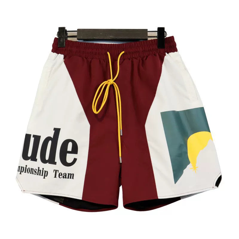 RHUDE shorts Marlboro fog high street trendy brand drawstring 3m letter reflective hip-hop beach five point basketball pants for men (16)