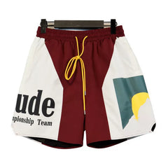 RHUDE shorts Marlboro fog high street trendy brand drawstring 3m letter reflective hip-hop beach five point basketball pants for men (16)