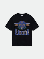 RHUDE letter printed 25S American retro printed short sleeved T-shirt for men and women, loose round neck street pure cotton top (28)