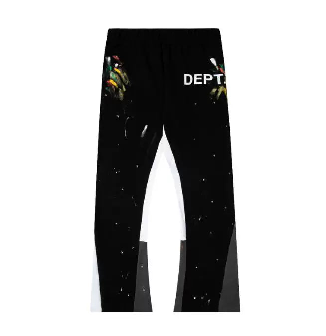 Gallery Dept hand-painted splashed ink spliced drawstring high street casual thick cotton pants micro flared men's and women's loose sports pants (18)
