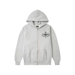 Corteiz Tracksuit American Street Style Fleece‑Lined Full‑Zip Hoodie