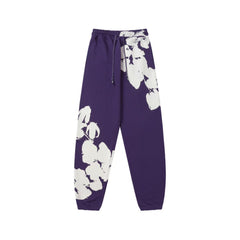 "Denim Tears" Purple Floral Pattern Oversized Sweatpants