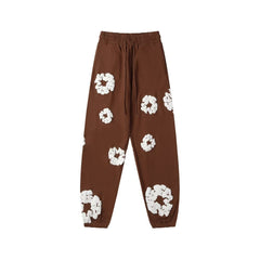 "Denim Tears" Brown Floral Pattern Oversized Sweatpants