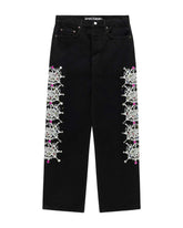 Sp5der Web Stone Denim Pants Black
