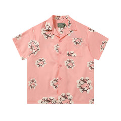 Denim Tears Pink All Over Floral Wreath Print Camp Collar Short