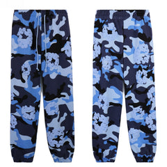 Denim Tears Navy Blue Camo Full Floral Print Cuffed Jogger Pants