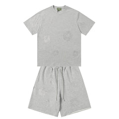 Denim Tears Light Gray Printed Short Sleeve T-Shirt & Drawstring Shorts