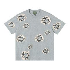 Denim Tears Light Grey Oversized All Over Beige Flower Wreath TOP