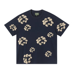 Denim Tears Navy Blue Oversized Khaki Flower Wreath TOP