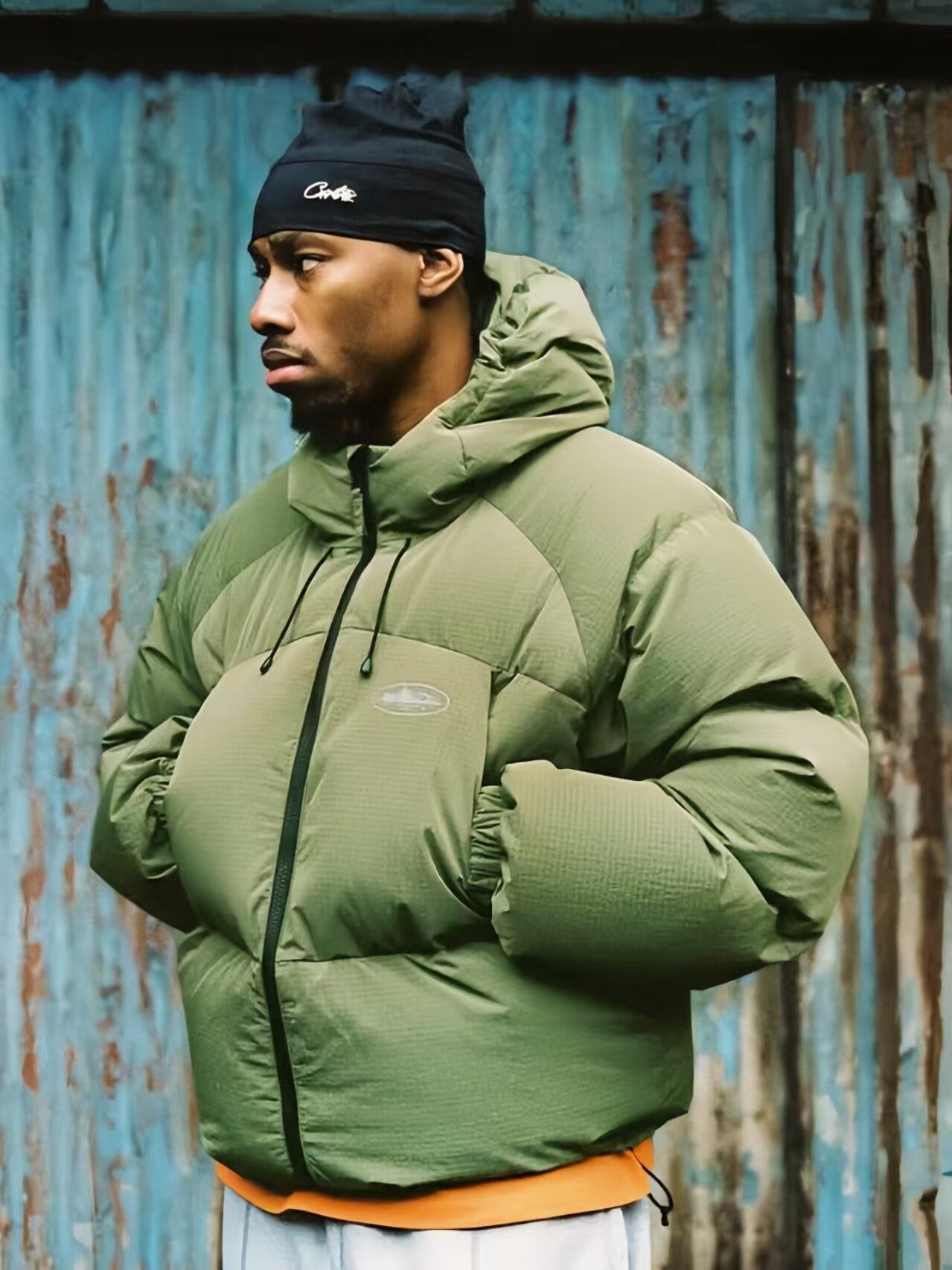 Corteiz Hooded Puffer Jacket Winter Streetwear Zip‑Up Quilted Insulated Coat