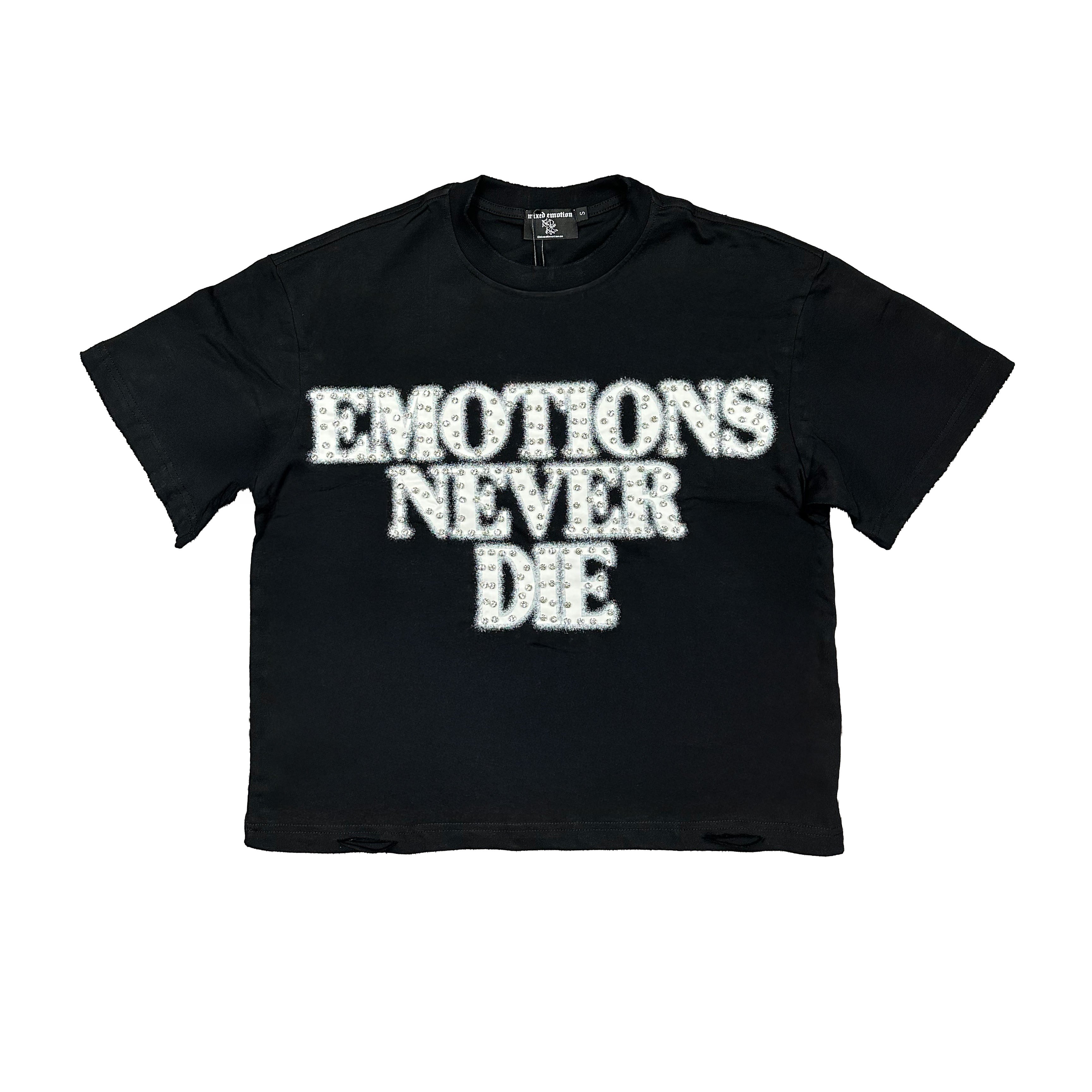 MIXED EMOTION Black ‘End’ Rhinestone Tee