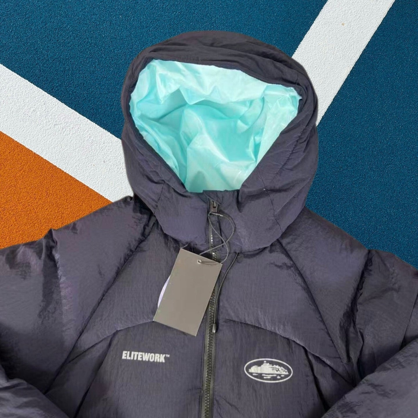Corteiz Hooded Puffer Jacket Winter Streetwear Zip‑Up Quilted Down Coat
