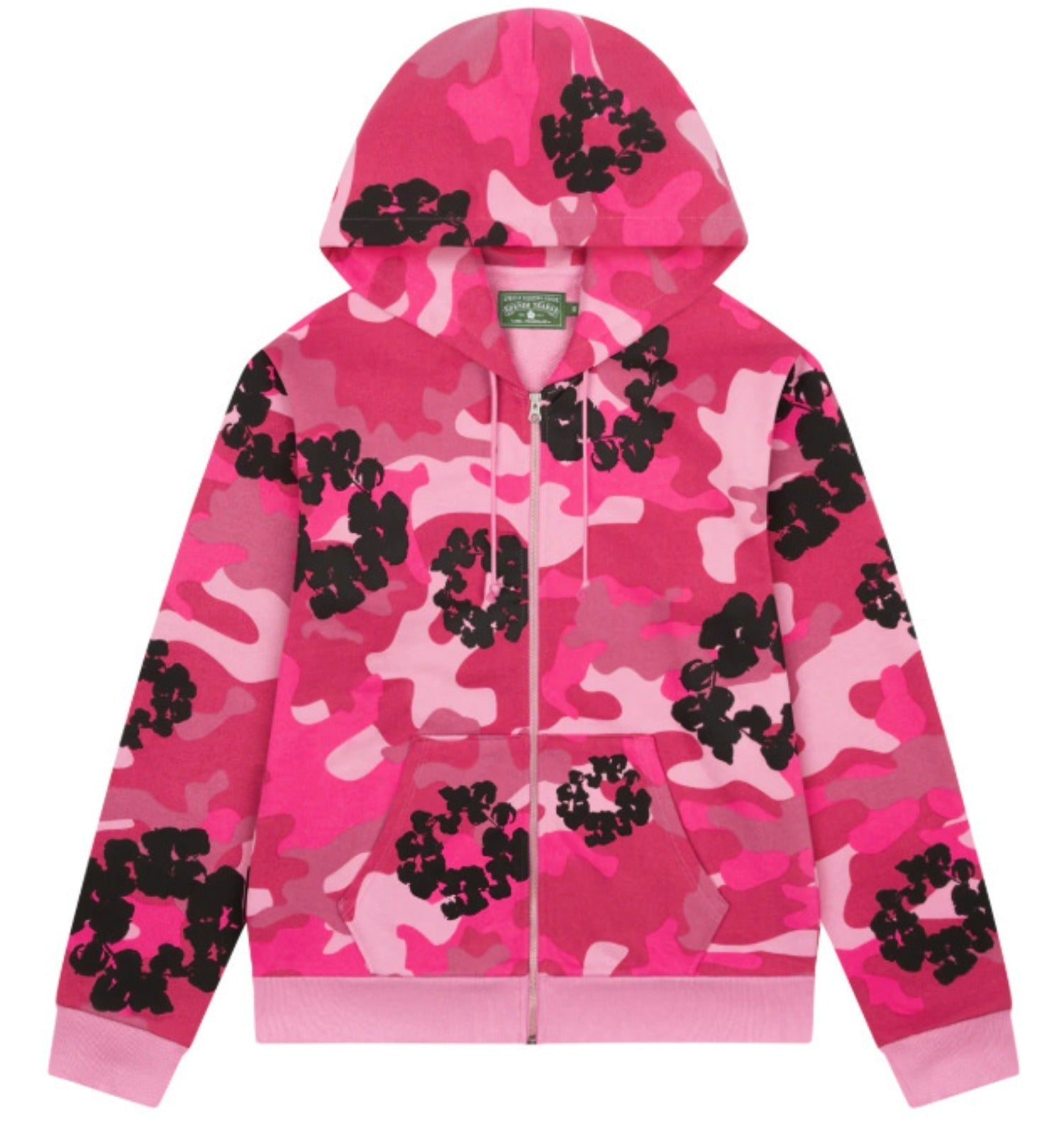 Denim Tears Hot Pink Camo Black Floral All Over Print Zip Up Hoodie