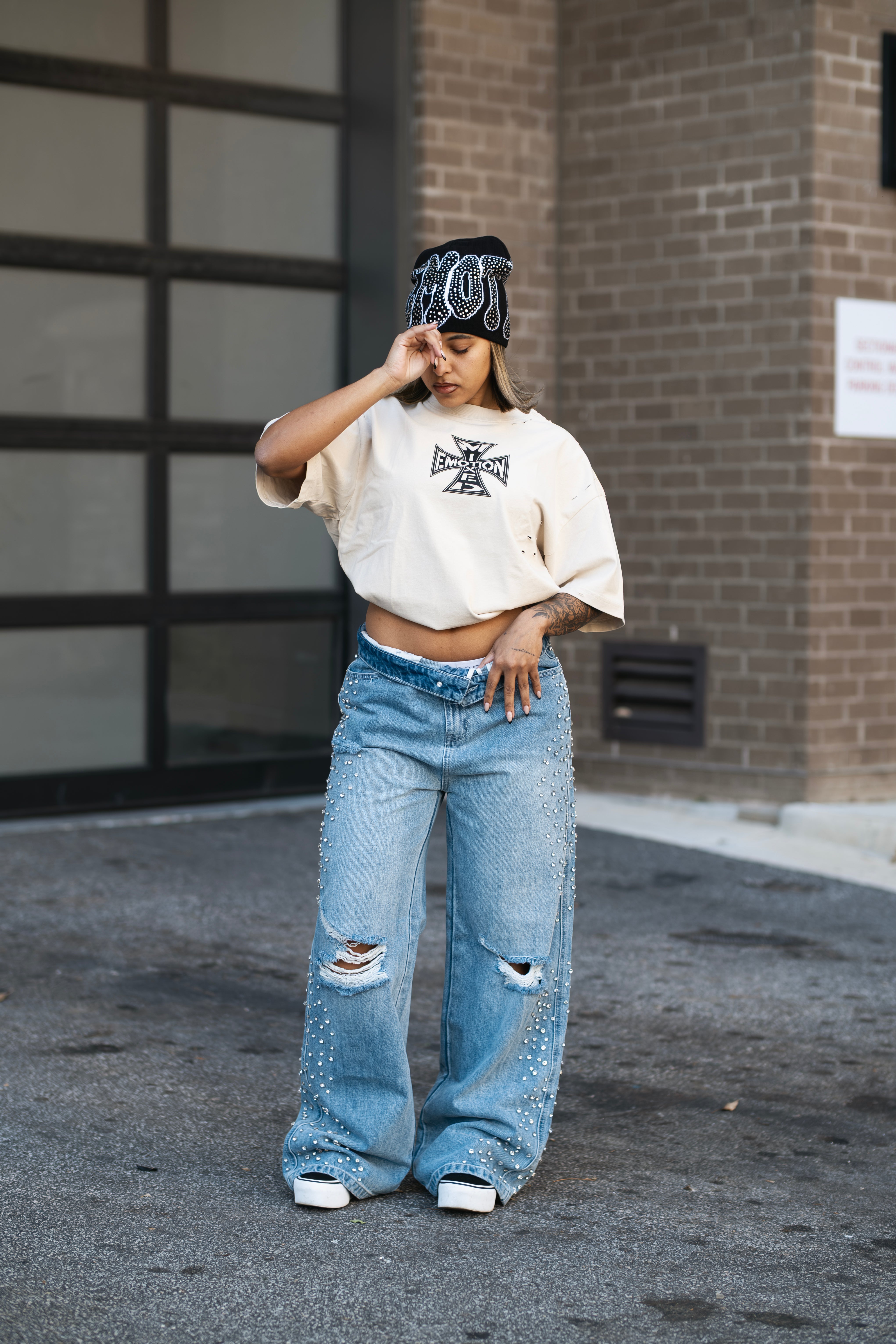 MIXED EMOTION Blue ‘Stone’ Baggy Jeans