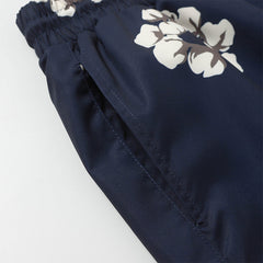 Denim Tears Navy Blue White Floral Ring Print Camp Collar Shirt & Drawstring Shorts