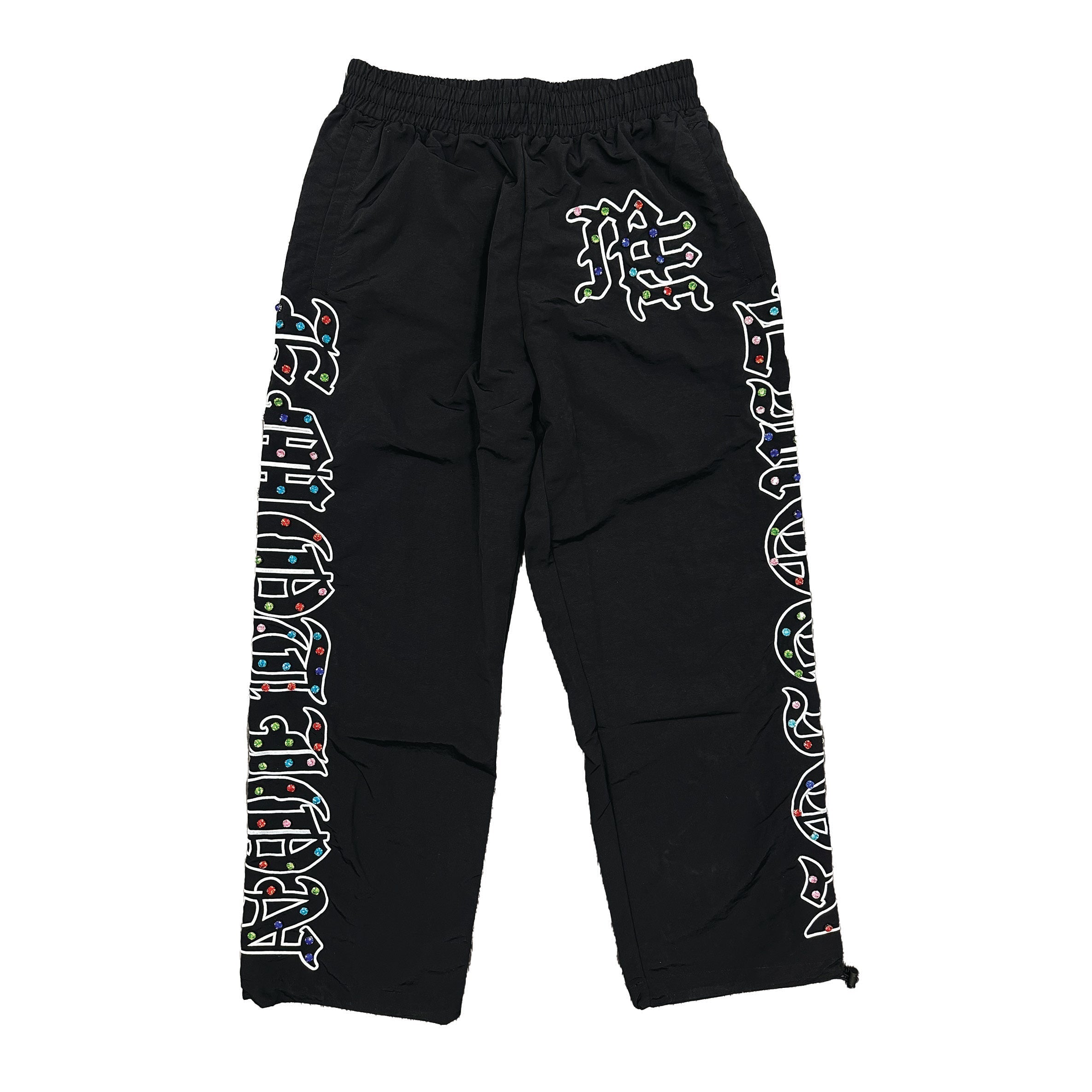 MIXED EMOTION  rhinestone Nylon Pants