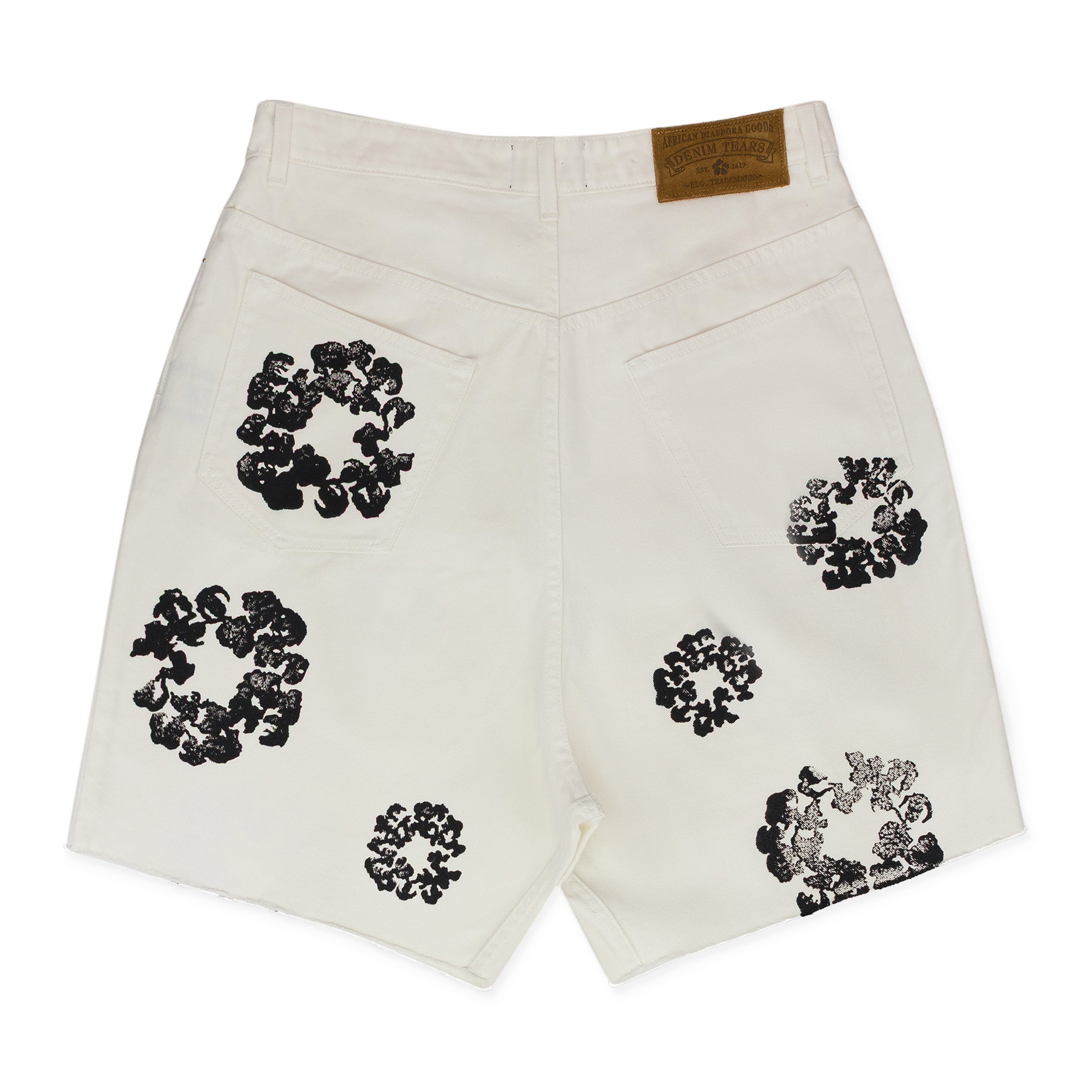 Denim Tears White Cotton Wreath Denim Shorts
