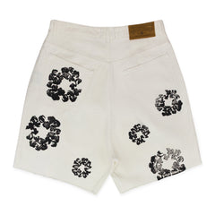 Denim Tears White Cotton Wreath Denim Shorts