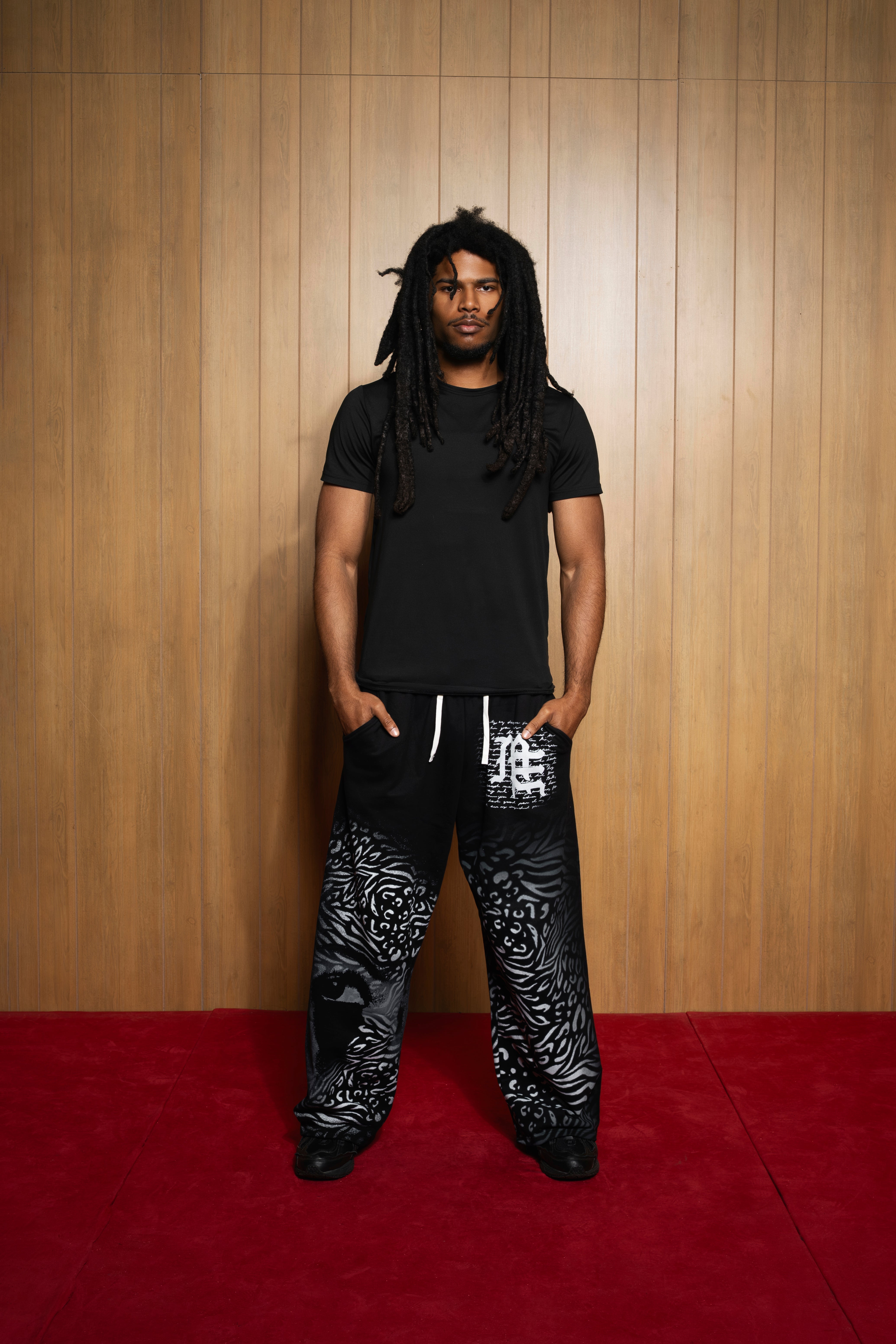 MIXED EMOTION Black ‘Striped’ Sweatpants