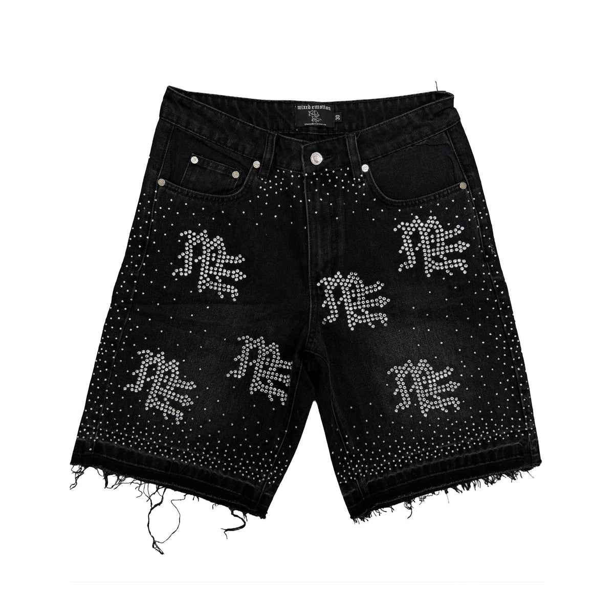 MIXED EMOTION Black  Rhinestone Denim Shorts