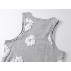 Denim Tears Grey Floral Print Slim Fit Ribbed Tank Top