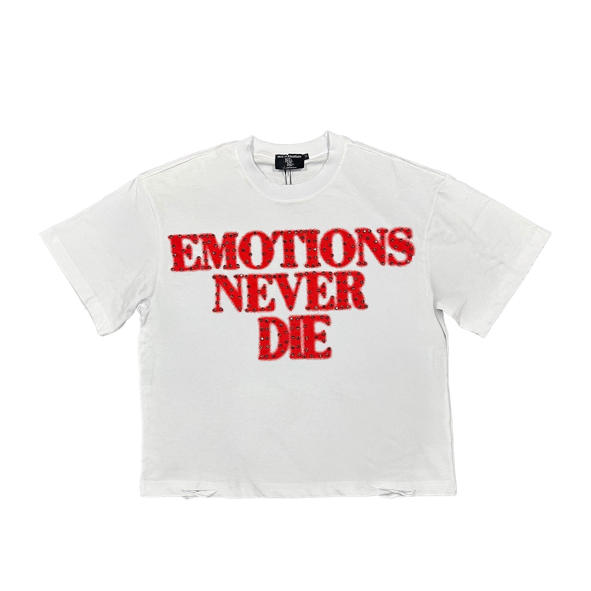 MIXED EMOTION Red ‘End’ Rhinestone Tee