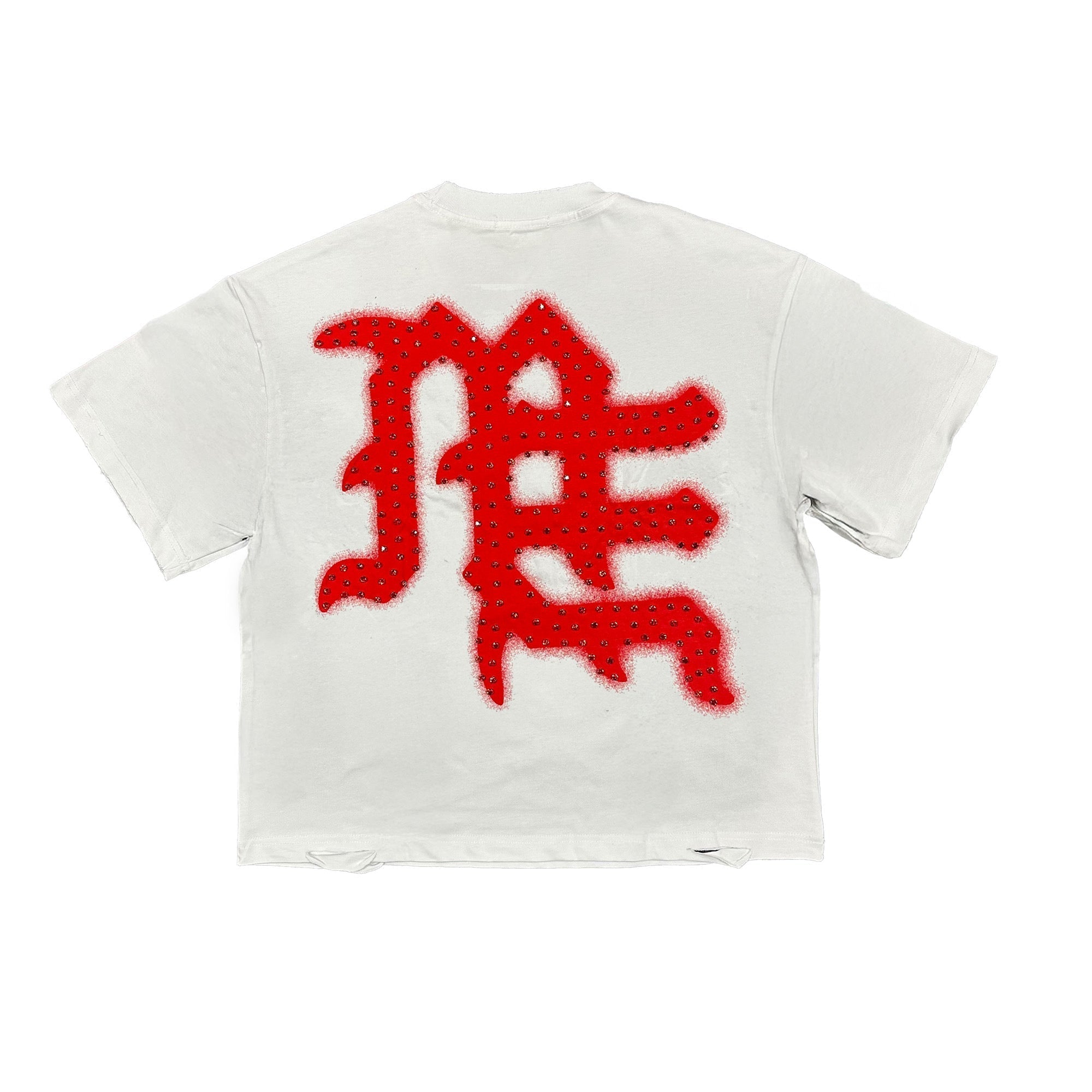 MIXED EMOTION Red ‘End’ Rhinestone Tee