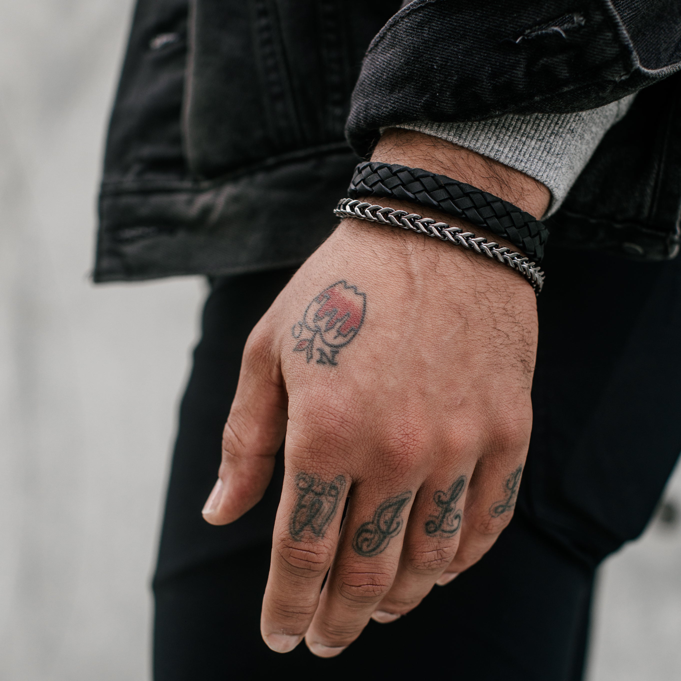 12mm Black Leather Bracelet