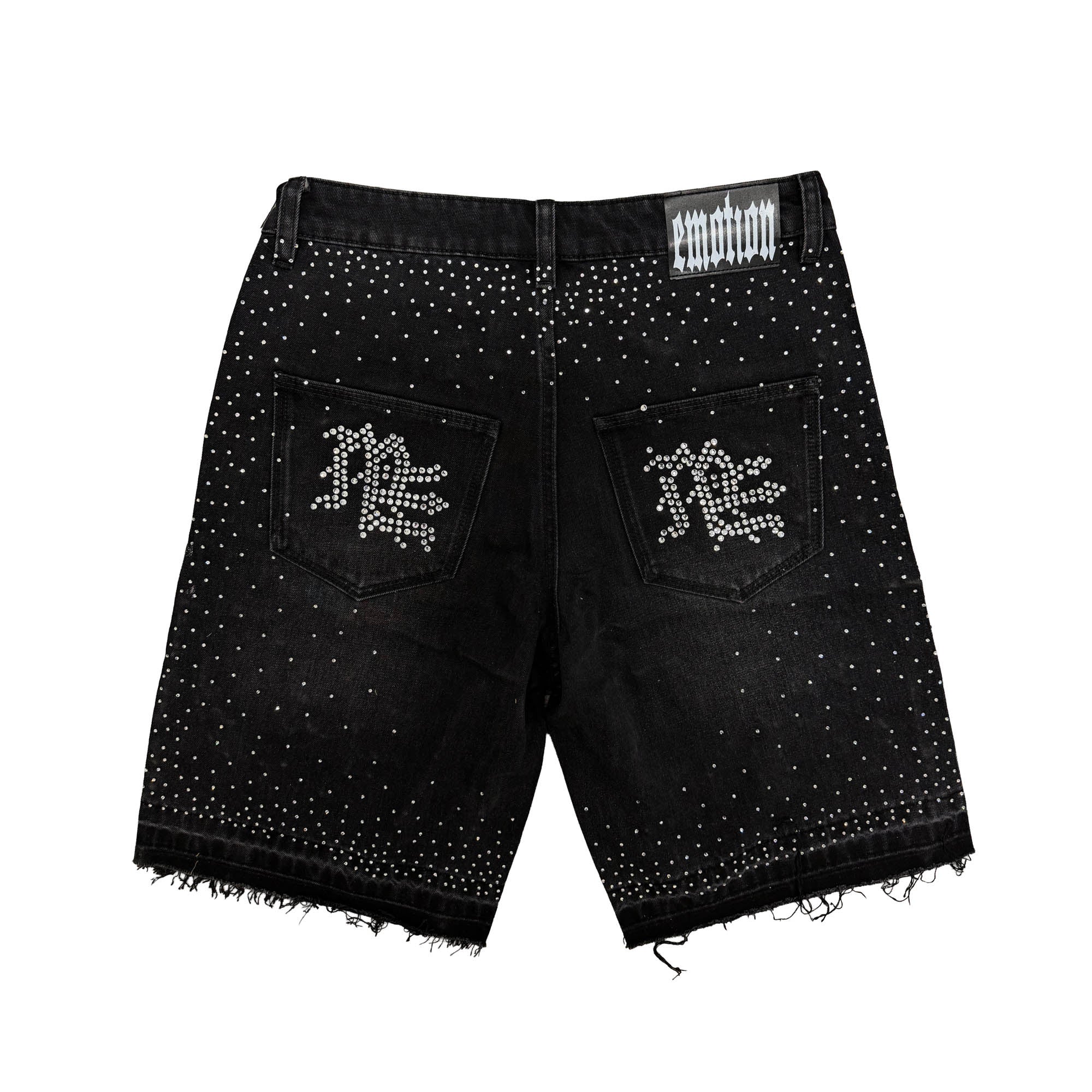 MIXED EMOTION Black  Rhinestone Denim Shorts