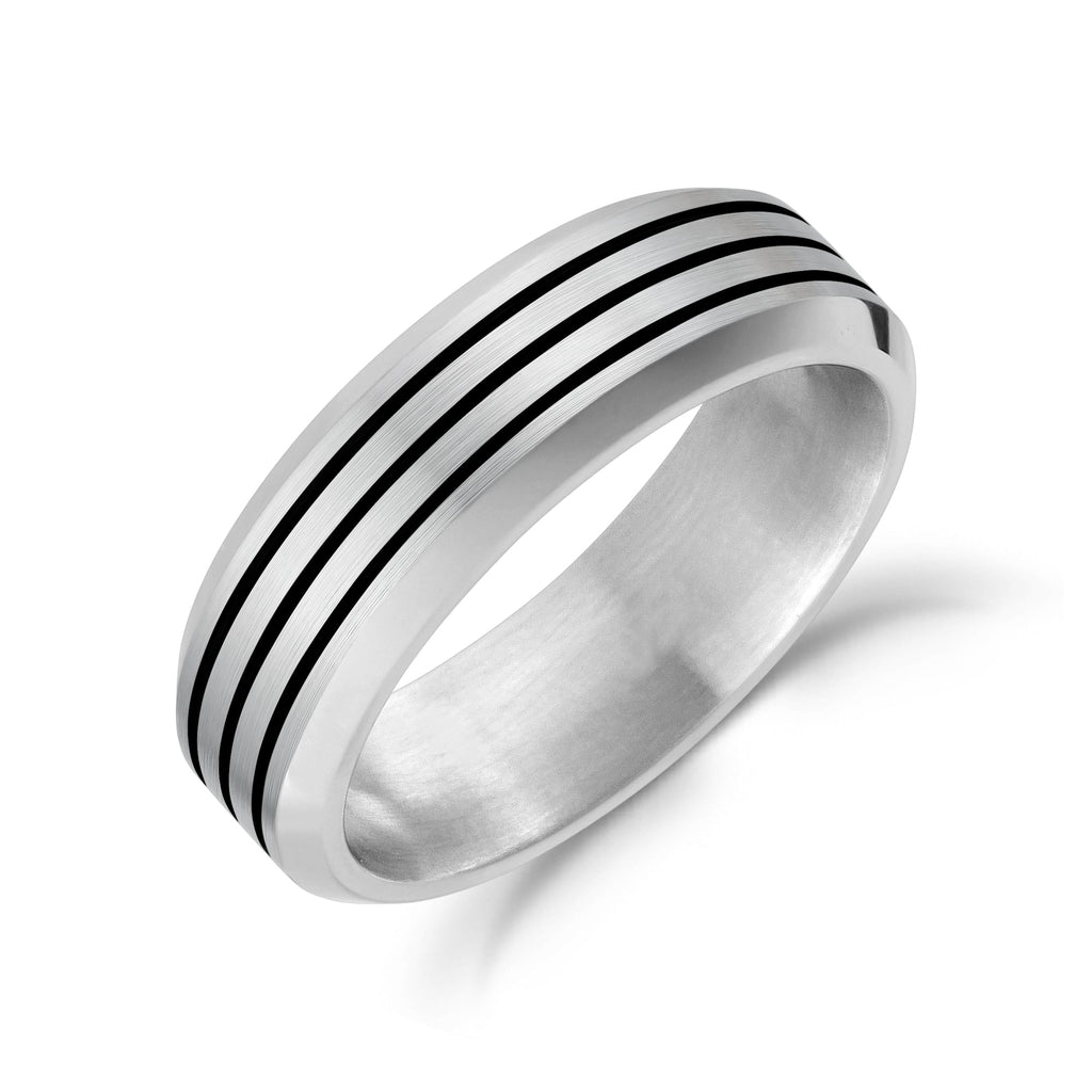 Black Lined Beveled Edge Band