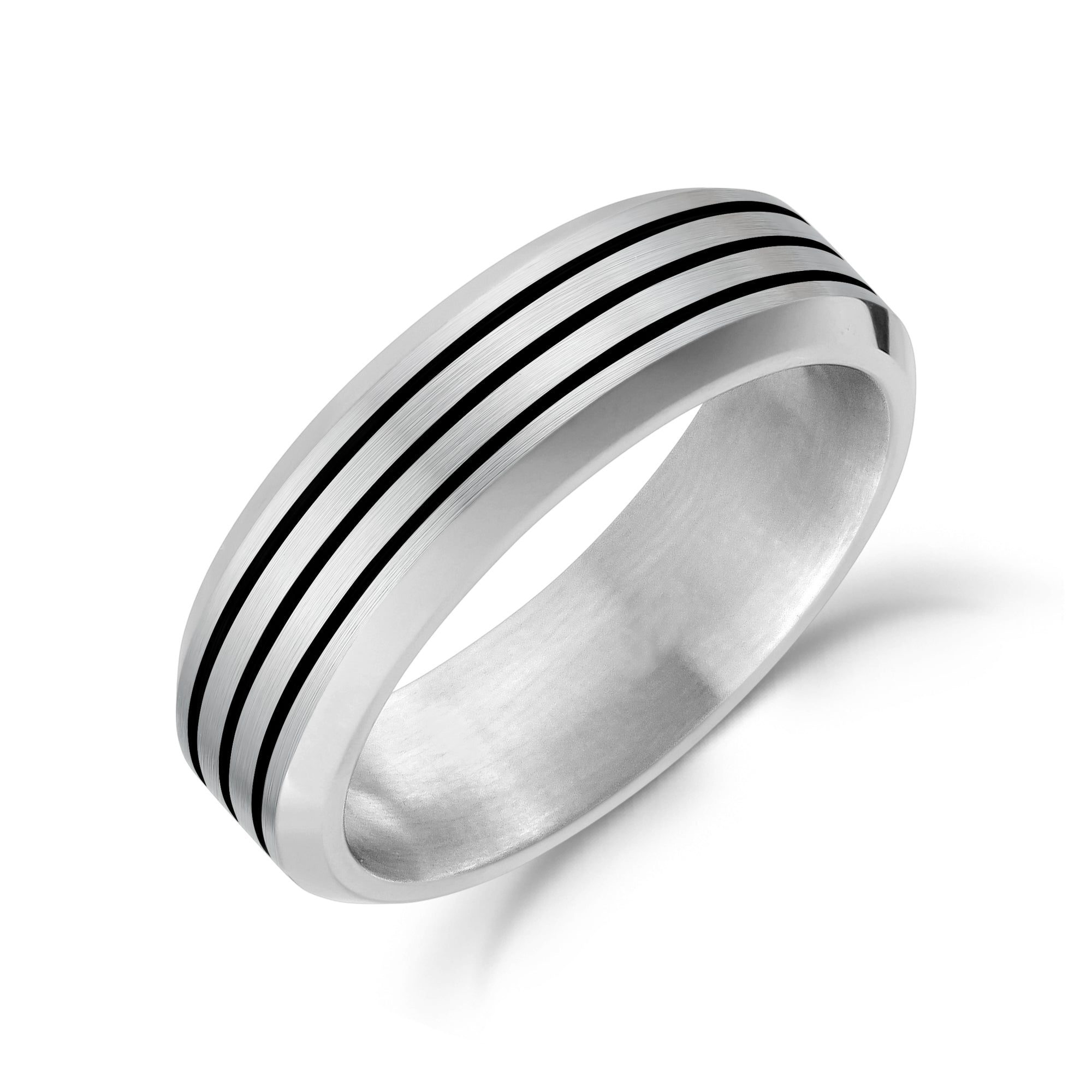 Black Lined Beveled Edge Band