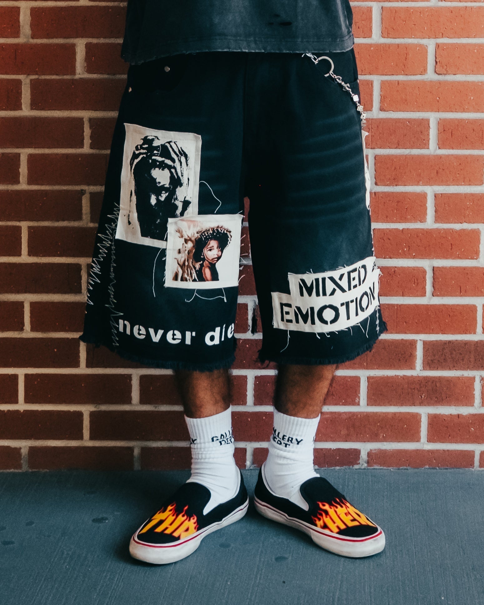MIXED EMOTION Black “Chaos” Carpenter Shorts